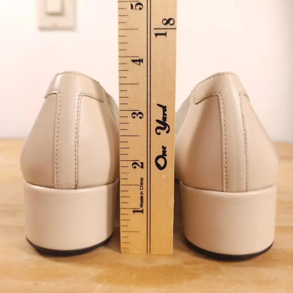 Taryn Rose Knit Stretch Celeste Round Toe Wedge Slip On Shoes Beige 7.5